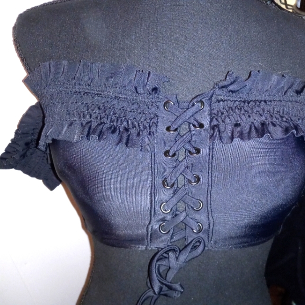 Black Xhibition tube top bathing suit top size medium